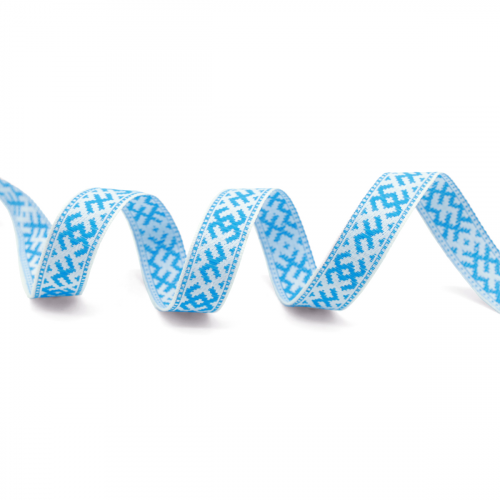 С3771Г17 Лента 'Славянский орнамент Оберег', рис. 9711 18мм*25м (2 белый/голубой) Красная лента