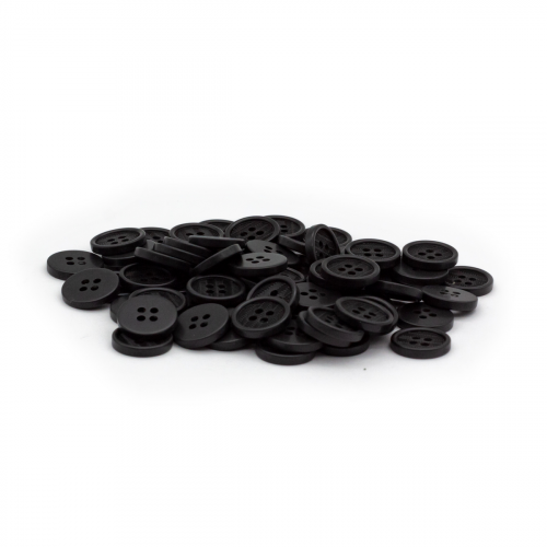 CN A092 Пуговица 24L (15мм) 4 прокола, пластик (Blk-200 (черный)) АЙРИС
