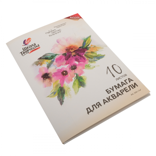 30С 1797-08 Бумага для акварели 'Школа Творчества' в папке, А4, 10 листов Луч