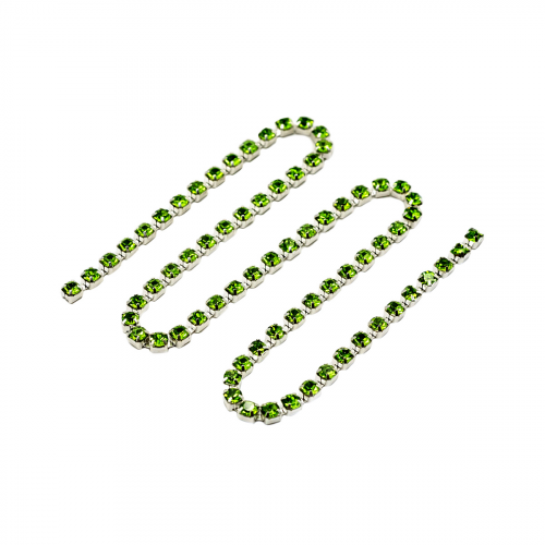 ЦС009СЦ3 Стразовые цепочки (серебро), цвет: зеленый, размер 3 мм, 30 см/упак Astra&Craft
