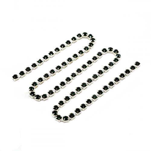 ЦС010СЦ3 Стразовые цепочки (серебро), цвет: изумрудный размер 3 мм, 30 см/упак Astra&Craft