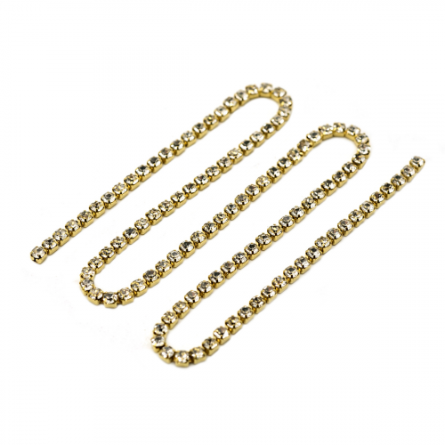ЦС001ЗЦ2 Стразовые цепочки (золото), цвет: белый, размер 2 мм, 30 см/упак Astra&Craft