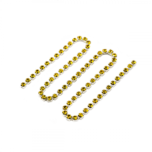 ЦС008СЦ3 Стразовые цепочки (серебро), цвет: желтый, размер 3 мм, 30 см/упак Astra&Craft