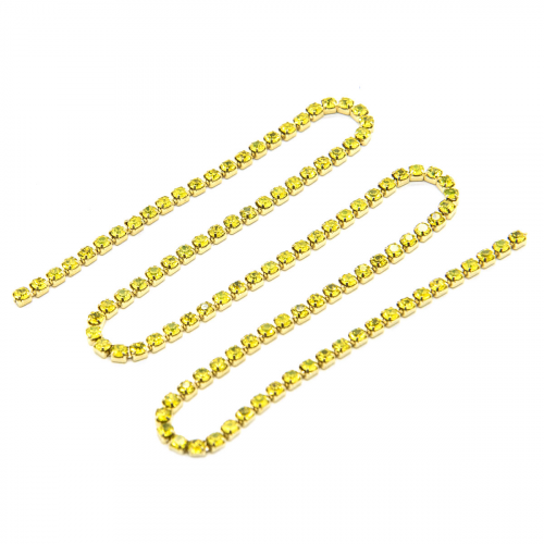 ЦС008ЗЦ2 Стразовые цепочки (золото), цвет: желтый, размер 2 мм, 30 см/упак Astra&Craft