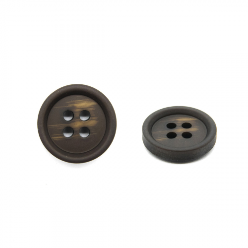 MA112 Пуговица 24L (15мм) 4 прокола, пластик (Brown (коричневый)) АЙРИС