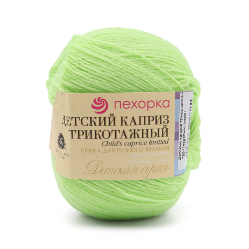 Пряжа Пехорка 'Детский каприз трикотажный' 50гр. 400м. (50% мериносовая шерсть. 50% фибра) (483 незрелый лимон)