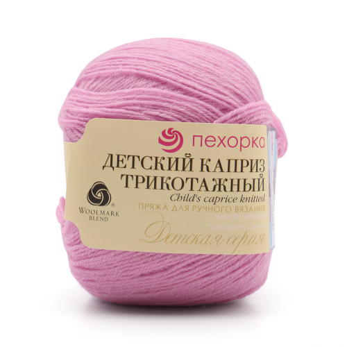 Пряжа Пехорка 'Детский каприз трикотажный' 50гр. 400м. (50% мериносовая шерсть. 50% фибра) (29 розовая сирень)
