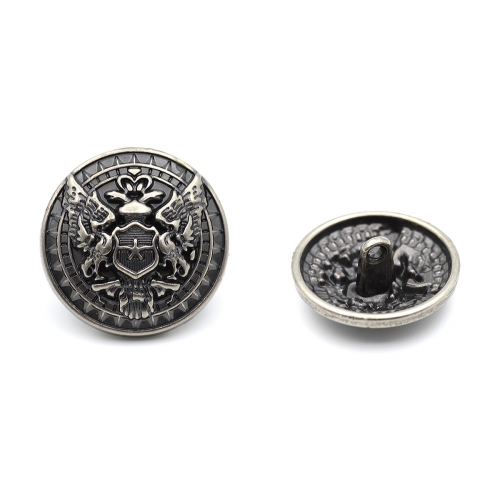 ME 643 Пуговица 'Герб' 36L (23мм) на ножке, металл (Old Nickel серебро черненое) АЙРИС