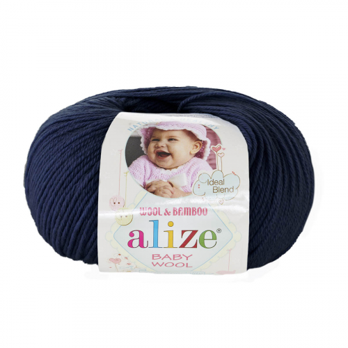 Пряжа ALIZE 'Baby wool' 50гр. 175м. (20%бамбук, 40%шерсть, 40%акрил)ТУ (58 темно-синий) Alize