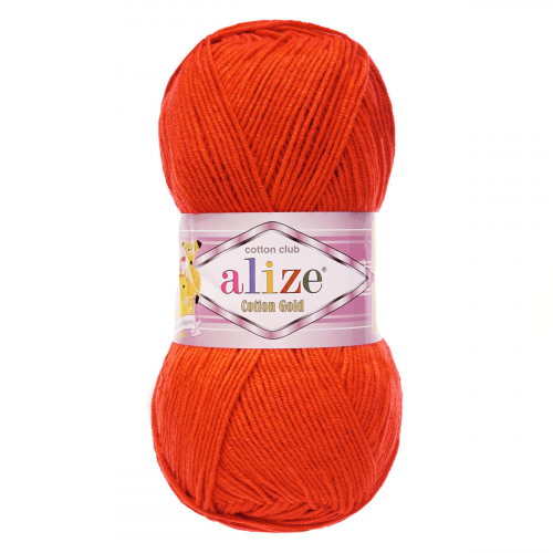 Пряжа ALIZE 'Cotton gold' (55%хлопок,45%акрил)ТУ (56 красный) Alize