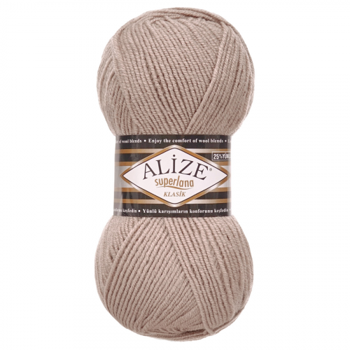 Пряжа ALIZE 'Superlana klasik' (однотонная) 100гр. 280м. (75% акрил, 25%шерсть) ТУ (541 норка) Alize