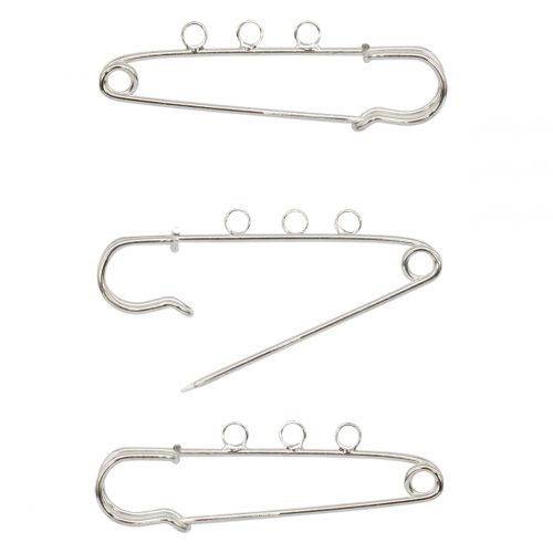FIN0868 Булавка для подвесок с 3-мя глазками, 65 мм, упак./3 шт., Astra&Craft (серебро)