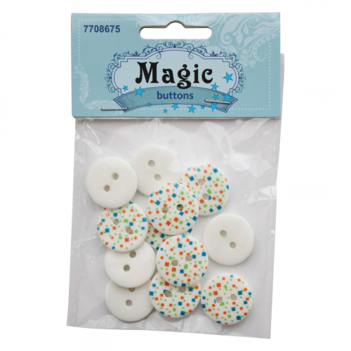 Пуговицы 'Разноцветные квадраты' 9RHB9852 18мм, 12шт Magic Buttons