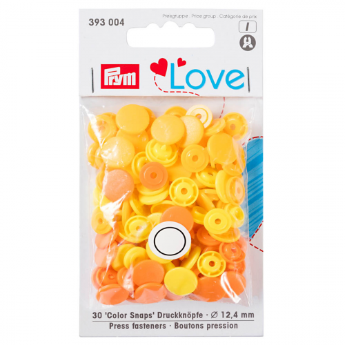 393004 Kнопки Prym Color Snaps 12,4 мм желтый/оранжевый 30 шт, Love Prym