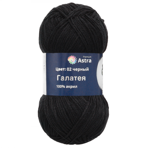 Пряжа Astra Premium 'Галатея' 100гр. 250м (100% акрил) (02 черный)