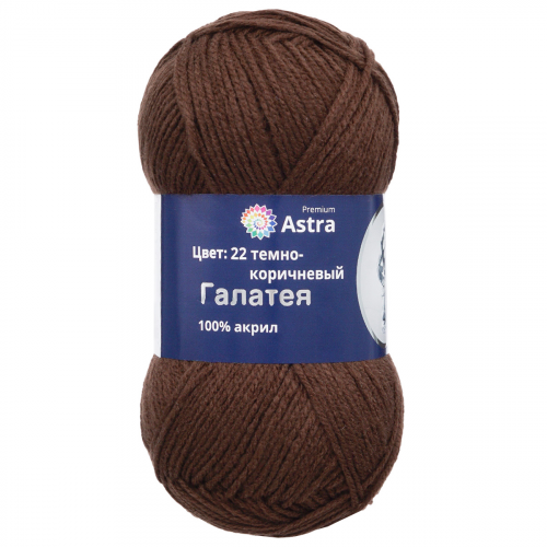 Пряжа Astra Premium 'Галатея' 100гр. 250м (100% акрил) (22 темно-коричневый)