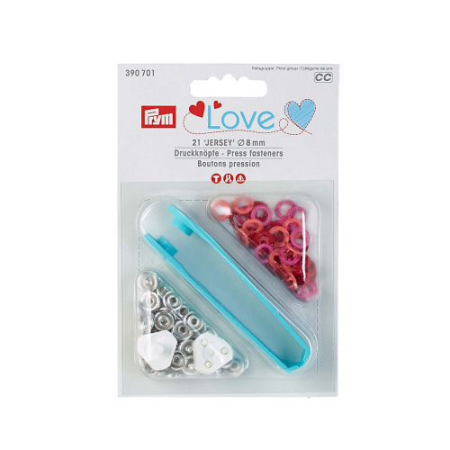 390701 Кнопки Джерси Color 8 мм красный 21 шт, Love Prym