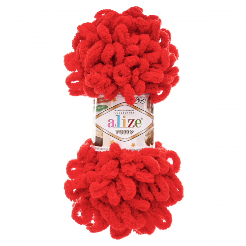 Пряжа Alize 'Puffy' 100г 9м (100% микрополиэстер) (56 красный)