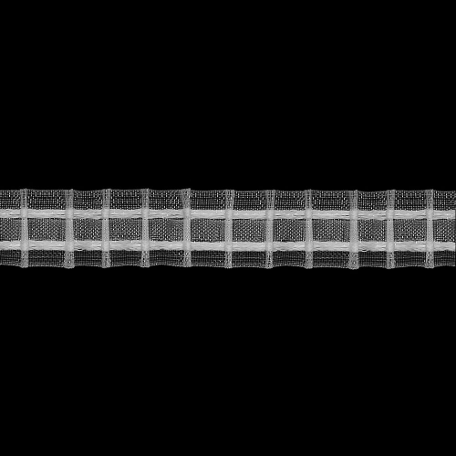 C9M Тесьма шторная 1/2 'Параллельная складка' (1 ряд петель, 2 шнура) 25мм*100м, прозрачный АЙРИС