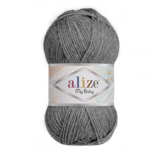 Пряжа Alize 'My baby' 50г 150м (100% акрил) (197 темно-серый меланж)