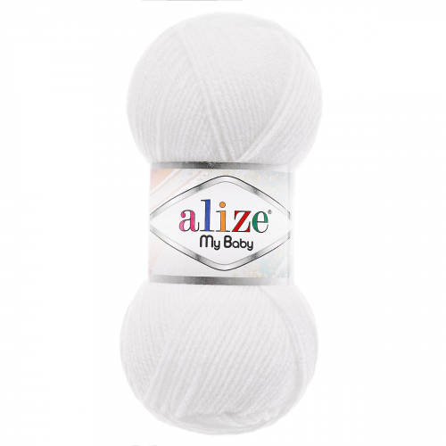 Пряжа Alize 'My baby' 50г 150м (100% акрил) (55 белый)