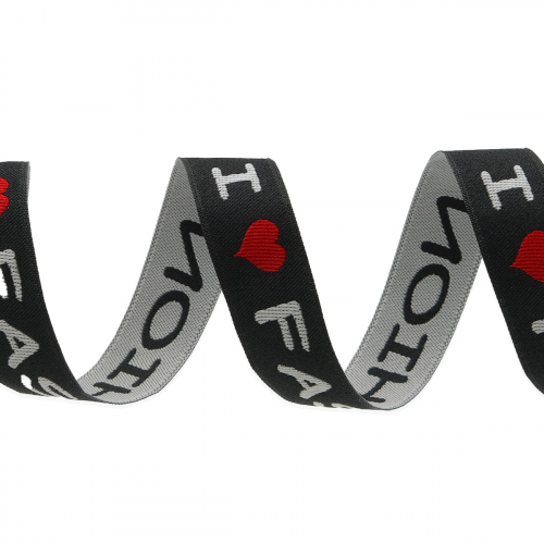 Лента отделочная с надписью 'İ LOVE FASHION' 20мм*25м АЙРИС