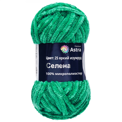Пряжа Astra Premium 'Селена' 100гр. 68м (100% микрополиэстер) (25 яркий изумруд)