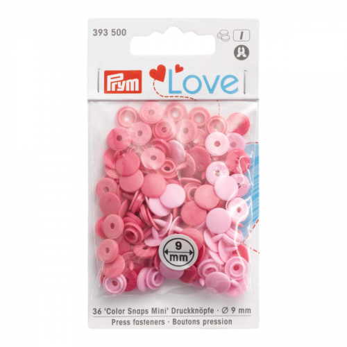 393500 Kнопки Prym Color Snaps Mini 9 мм розовый 36 шт, Love Prym