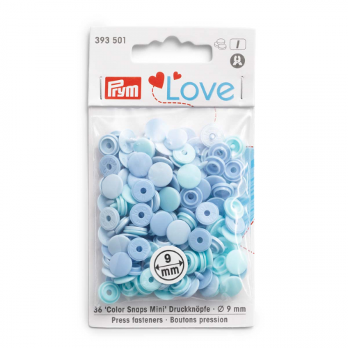 393501 Kнопки Prym Color Snaps Mini 9 мм синий/голубой 36 шт, Love Prym