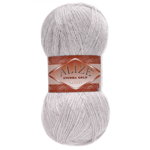 Пряжа Alize 'Angora Gold Simli' 100гр. 500м. (20% шерсть, 5% металлик, 75% акрил) (168 белая зима)