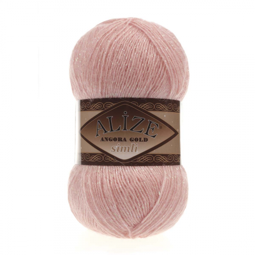 Пряжа Alize 'Angora Gold Simli' 100гр. 500м. (20% шерсть, 5% металлик, 75% акрил) (363 светло-розовый)