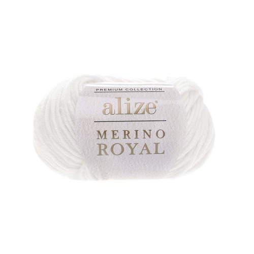 Пряжа Alize 'Merino Royal' 50г 100м (100% шерсть) (55 белый)