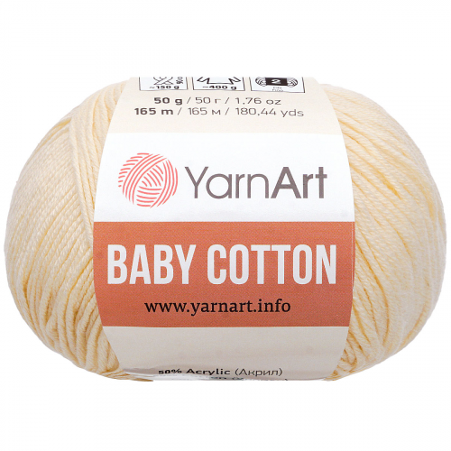 Пряжа YarnArt 'Baby Cotton' 50гр 165м (50% хлопок, 50% акрил) (402 молочный)