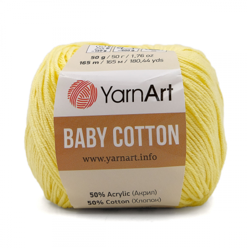 Пряжа YarnArt 'Baby Cotton' 50гр 165м (50% хлопок, 50% акрил) (431 пыльно-желтый)