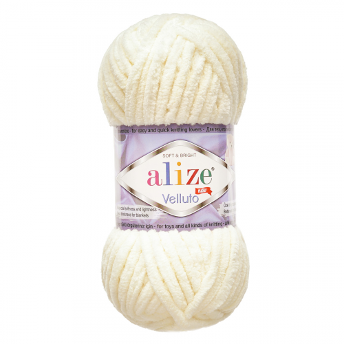Пряжа Alize 'Velluto' 100гр. 68м. (100% микрополиэстер) (62 светло-молочный)