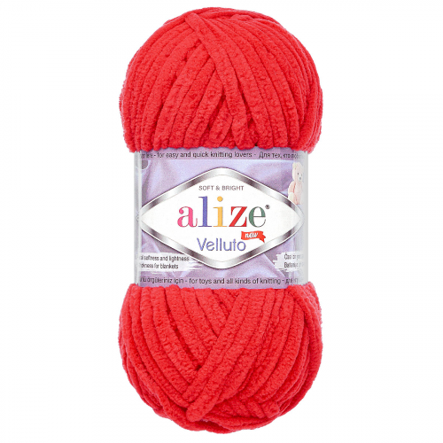 Пряжа Alize 'Velluto' 100гр. 68м. (100% микрополиэстер) (56 красный)