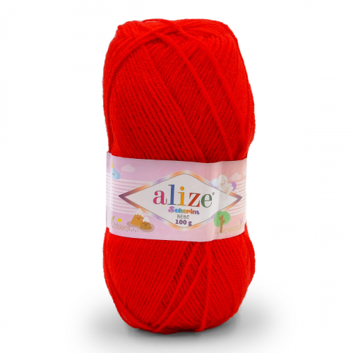 Пряжа ALIZE 'SEKERIM BEBE' 100гр. 320м (100% акрил) (56 красный) Alize