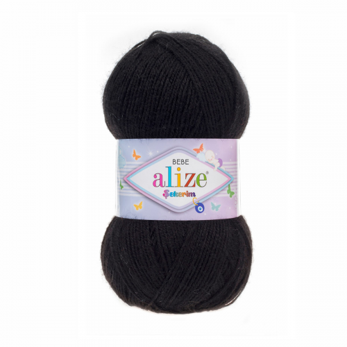 Пряжа ALIZE 'SEKERIM BEBE' 100гр. 320м (100% акрил) (60 черный) Alize