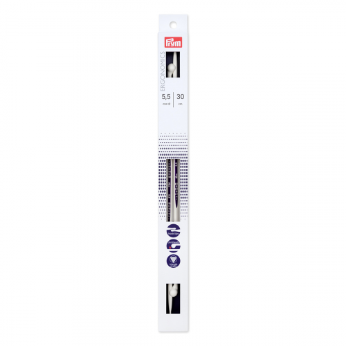 190307 Спицы прямые 5,5мм/30см 2шт, Ergonomics Prym