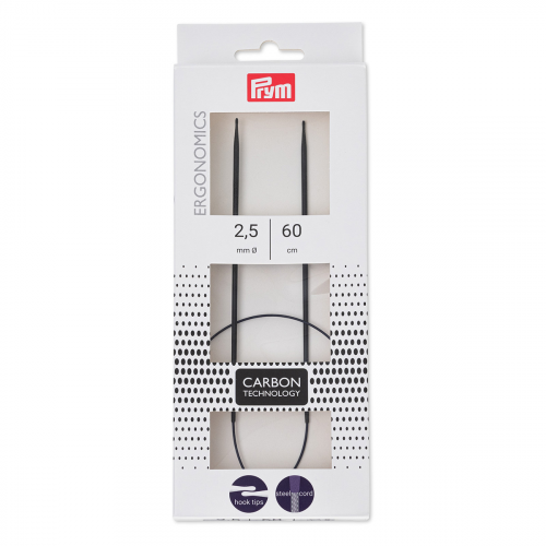 215201 Спицы круговые карбоновые Carbon 2,5мм/60см, Ergonomics Prym