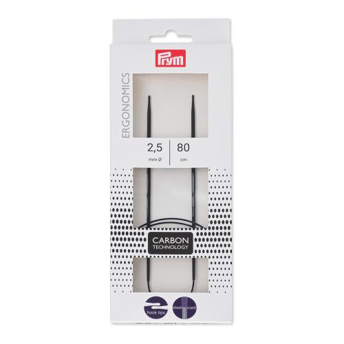 215301 Спицы круговые карбоновые Carbon 2,5мм/80см, Ergonomics Prym