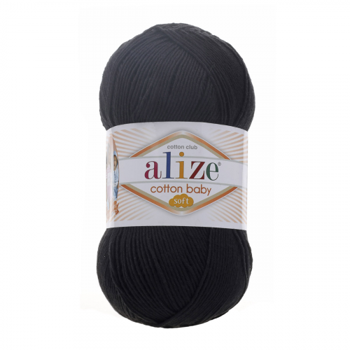 Пряжа ALIZE 'COTTON BABY SOFT ' 100гр. 270м (50% Хлопок - 50% Акрил) (60 черный) Alize