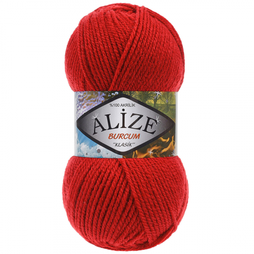 Пряжа ALIZE 'BURCUM KLASIK' 100гр. 210м (100% Акрил) (106 красный) Alize