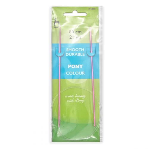 50801 Спицы вязальные круговые COLOUR 2,0 мм*80 см, красный, алюм. PONY