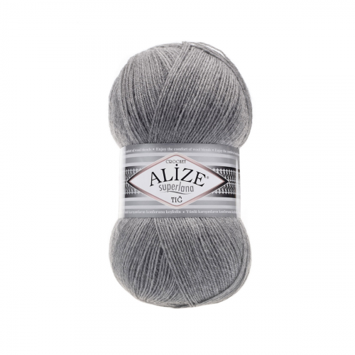 Пряжа ALIZE 'Superlana TIG' 100гр. 570м. (25%шерсть, 75%акрил) (21 серый меланж) Alize