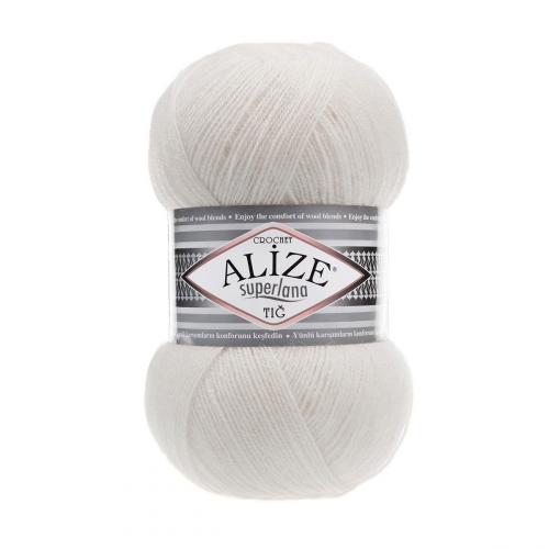 Пряжа ALIZE 'Superlana TIG' 100гр. 570м. (25%шерсть, 75%акрил) (599 слоновая кость) Alize