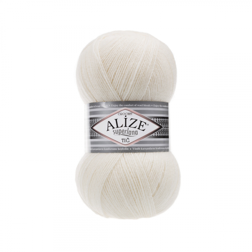 Пряжа ALIZE 'Superlana TIG' 100гр. 570м. (25%шерсть, 75%акрил) (62 молочный) Alize