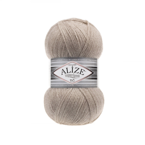 Пряжа ALIZE 'Superlana TIG' 100гр. 570м. (25%шерсть, 75%акрил) (207 светло- коричневый меланж) Alize