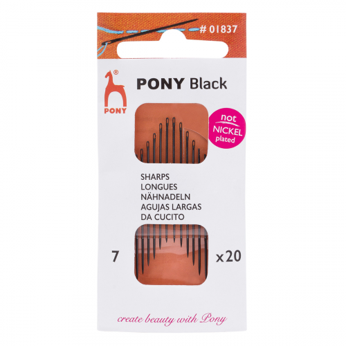 01837 Иглы ручные для шитья Sharps BLACK № 7, 20шт, PONY