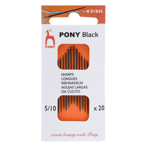 01845 Иглы ручные для шитья BLACK Sharps, №5-10, 20 шт PONY